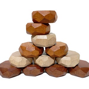 12pcs Balancing Stones, Stacking Building Blocks, Wooden Stones Toy