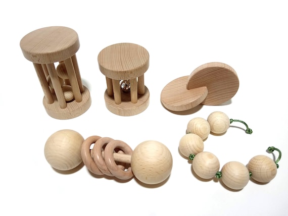 Qqmora Jouet de hochet en bois Hochet pour bébé, jouet à secouer, Design  d'anneau en bois, jouet à saisir pour instruments yabara