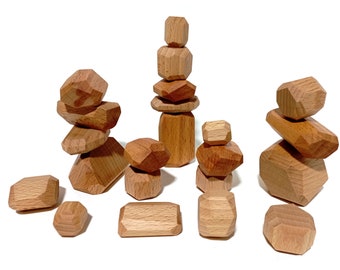Tumi Ishi 22-piece balancing stones, building blocks, wooden stone toy, stacking toy, Montessori toy