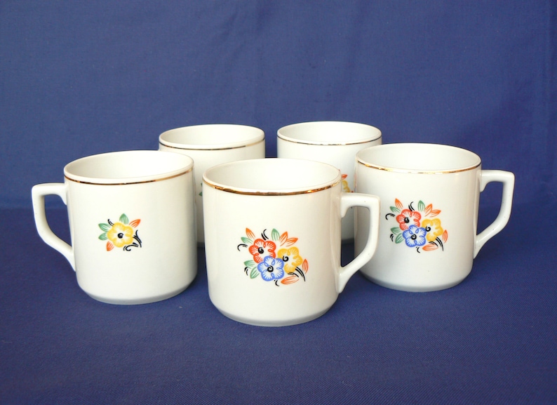 TEA CUP Russian Vintage Porcelain Cup with Floral Decal Vintage Table Serving Ussr