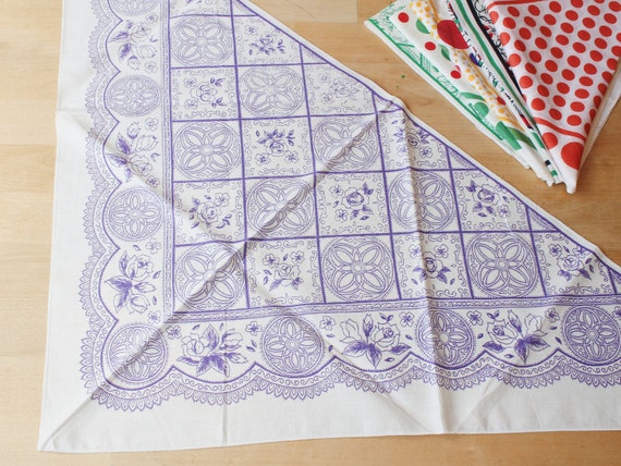 COTTON HEADSCARF Vintage/ Cotton Kerchief with Or… - image 3