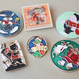 CARTOON HEROES BADGE Vintage/ Russian Cartoon Heroes/ Vintage Children Badges/ Ussr