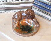 DOG_CERAMIC ASHTRAY Vintage Ashtray with Dogs Figure Vintage Home Accessory Ussr