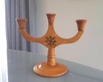 CANDLEHOLDER Latvian Vintage/ Wooden Candleholder, Ethnic Style & Shape/ Retro Home Accessory/ Latvia