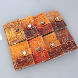 LEATHER CASE for Tickets Vintage/ Small Leather Case with DIGITS Pattern / Vintage Leather Accessory/ Latvia