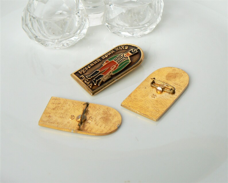 3 BADGES SOLDIERS Vintage Set of 3 Badges Russian Soldiers Vintage Brooches Ussr 1980s