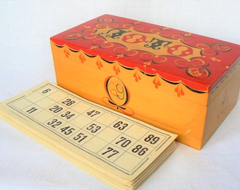 Russian LOTTO Vintage/ Lotto Bingo Game in Wooden Box/ Soviet Time Table Game/ USSR (02)