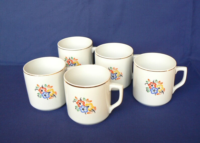 TEA CUP Russian Vintage Porcelain Cup with Floral Decal Vintage Table Serving Ussr