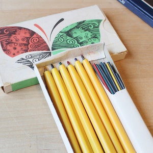 6 MECHANICAL PENCILS Vintage/ 6 Color Mechanical Pencils in Box/ Vintage Writing Supplies/ Ussr