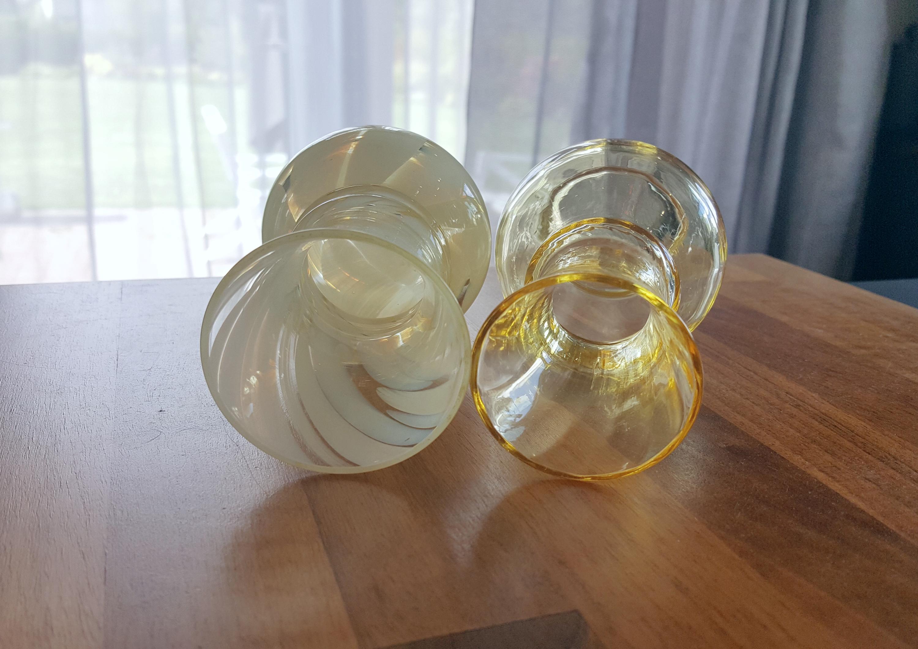 カラーガラス花瓶 ヴィンテージ/イエローガラス花瓶 小型/ヴィンテージ