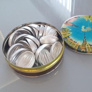 20 NUTS FORMS in BOX Vintage/ 20 Metal Molds in Tin Candy Box/ Vintage Kitchen Utensils/ Latvia