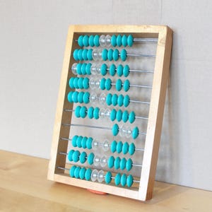 SALE...WOODEN ABACUS Vintage/ Wooden Abacus, Retro Calculator with Green Plastic Buttons/ Russian School, Office, Home Accessory/ Ussr