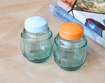 GLASS JAR for HONEY Vintage/ Glass Jar with Plastic Lid 0,2 l/ Vintage Table Serving/ Ussr