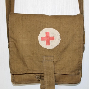 RÖDA KORSET VÄSKA Vintage/ Grön Canvasväska, Röda Korsets Medicinväska/ Sovjettiden Första hjälpen Tillbehör/ Sovjetunionen