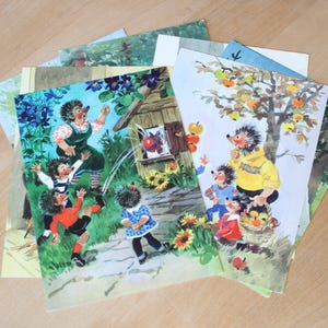 HEDGEHOGS_ GERMAN CARD Vintage/ Humorous Card with a Hedgehogs/ German vintage cards/ DDR