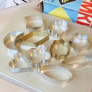 10 BAKING FORMS Vintage/ 10 Metal Baking Forms for Biscuits/ Vintage Kitchen Appliances/ Ussr