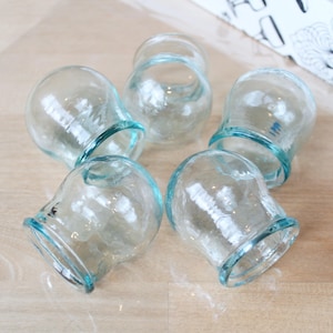 5 GLASS CUPS Vintage/ 5 Color Glass Cups, Medical Glass Jars/ Russian Vintage Massage Bowls, Medical Accessories/ Ussr