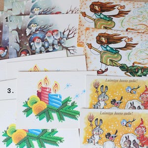 LATVIAN POSTCARD Vintage/ Blank Postcards_ Happy New Year, Merry Christmas Greetings Card/ Latvian Vintage Postcards 1980s/ Latvia