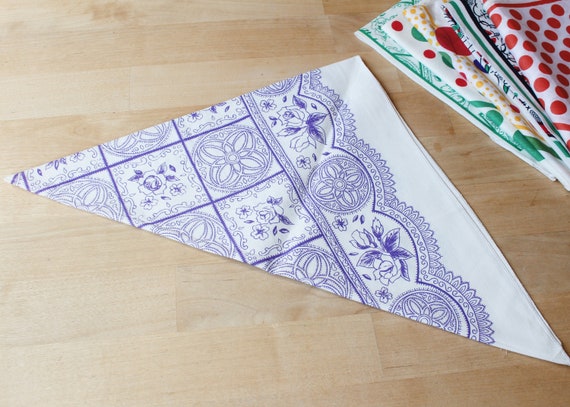 COTTON HEADSCARF Vintage/ Cotton Kerchief with Or… - image 2