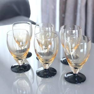 6 GLASSES Vintage/ 6 Liqueur Glasses with Black Leg/ Vintage Drinks Serving/Ussr