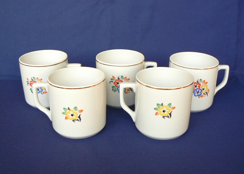 TEA CUP Russian Vintage Porcelain Cup with Floral Decal Vintage Table Serving Ussr