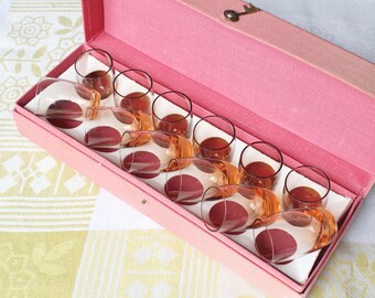 12 SHOT GLASSES Vintage/ 12 Color Shot Vodka Glasses in Box/ Retro Drinks Serving/ Latvia