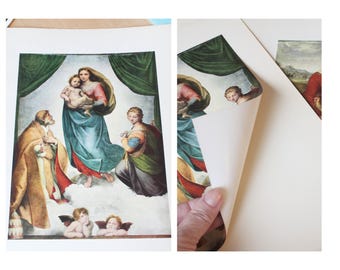 骨董 ラファエロ（Raffael）画集 「10点の彩色された複製画」 ラファエロ 10枚の複製画 ヴィンテージ/ 10枚の大きなカラー複製画