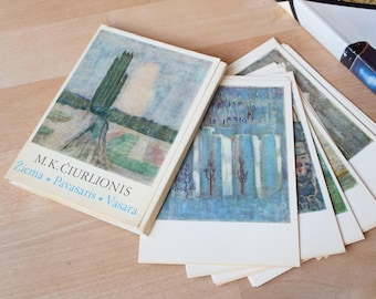 M.K.ČIURLIONIS_18 CARTE Vintage/ Stagioni, 18 Carte d'Arte, Dipinti di Mikalojus Čiurlionis/ Carte d'Arte Vintage/ Lituania