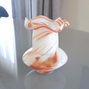COLOR GLASS VASE Vintage/ Small Glass Vase with Color Stripes/ Vintage Home Accessory/ Ussr