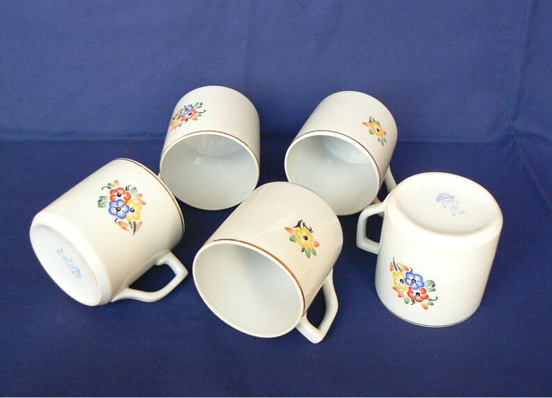 TEA CUP Russian Vintage Porcelain Cup with Floral Decal Vintage Table Serving Ussr