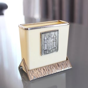 RIGA_PLASTLÅDA Vintage/ Liten plastlåda för visitkort med Riga Gates-mönster/ Vintage heminredningsaccessoar/ Lettland