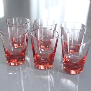 6 SHOT GLASSES Vintage/ 6 Pink Color Shot Vodka Glasses/ Vintage Drinks Serving/ Latvia