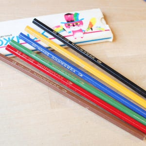 6 COLOR PENCILS Vintage/ 6 Color Pencils ART in Box/ Russian Vintage Drawing Supplies/ Ussr