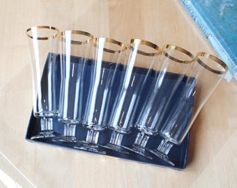 6 GLASSES Latvian Vintage/ 6 Liqueur Glasses EVA with Gold Rim/ Vintage Drinks Serving/ Latvia