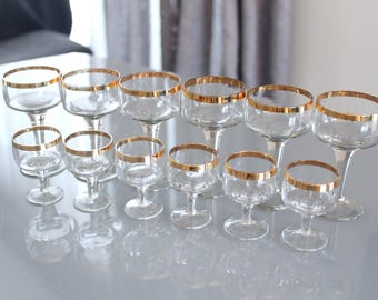 ショットグラス 12個 ヴィンテージ / イエローショットウォッカグラス