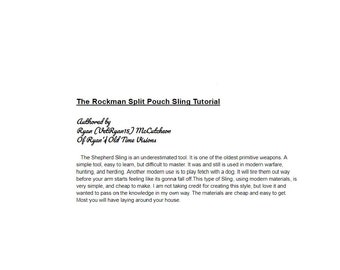 PDF: Tutorial Split Pouch 'Rock Man" style, Shepherd Sling