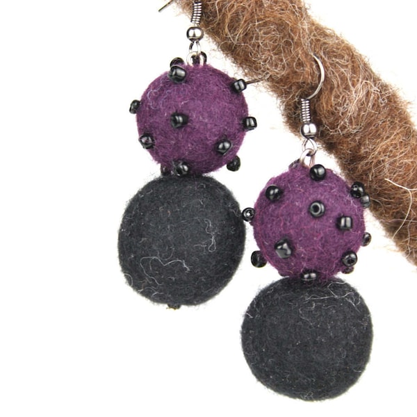 Felted Ball Earrings Etsy