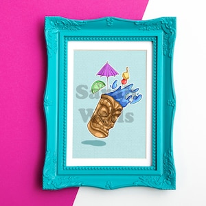 Tiki Tropical Bar Art Print 5x7 or 8x10