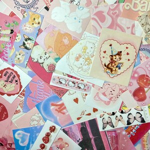 Kitsch Nostalgia Core Sticker Pack | Retro Kawaii Aesthetic Journal Set | Care Bears, Hello Kitty Sanrio, 1950's Valentine's and Cartoons