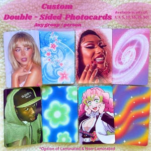 Aangepaste dubbelzijdige fotokaarten | Elke persoon/groep | Gelamineerd optioneel | Lomo