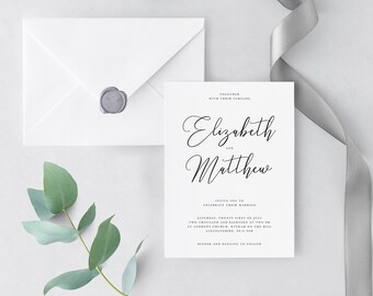 calligraphy wedding invitation etsy