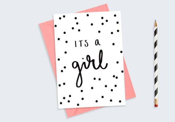 Its a Girl Card A6 Printable Card Instant Download Hand | Etsy