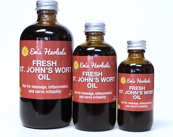 St John's Wort Infused Oil, 2 oz or 4 oz