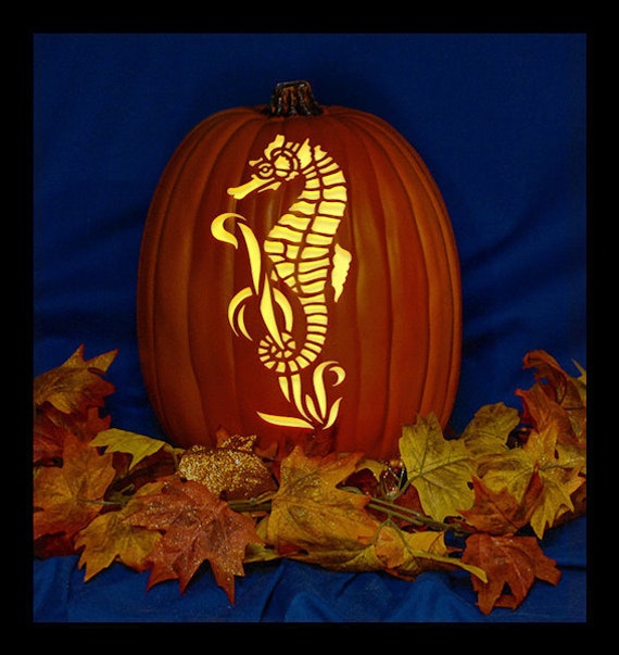 Items similar to Sea Horse Hand Carved on a Foam Pumpkin Plug in