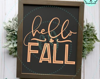 Hello Fall SVG PNG Fall Decor or Fall Lovers Shirt Design
