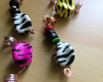 zebra print dreadlock & braid hair jewelry