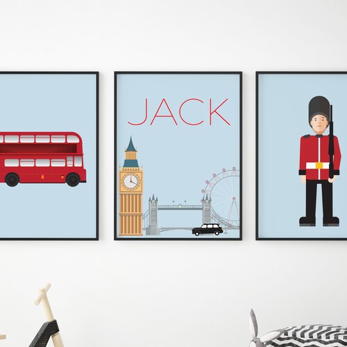 Personalised London Bus Print Nursery Animal Safari Print Etsy