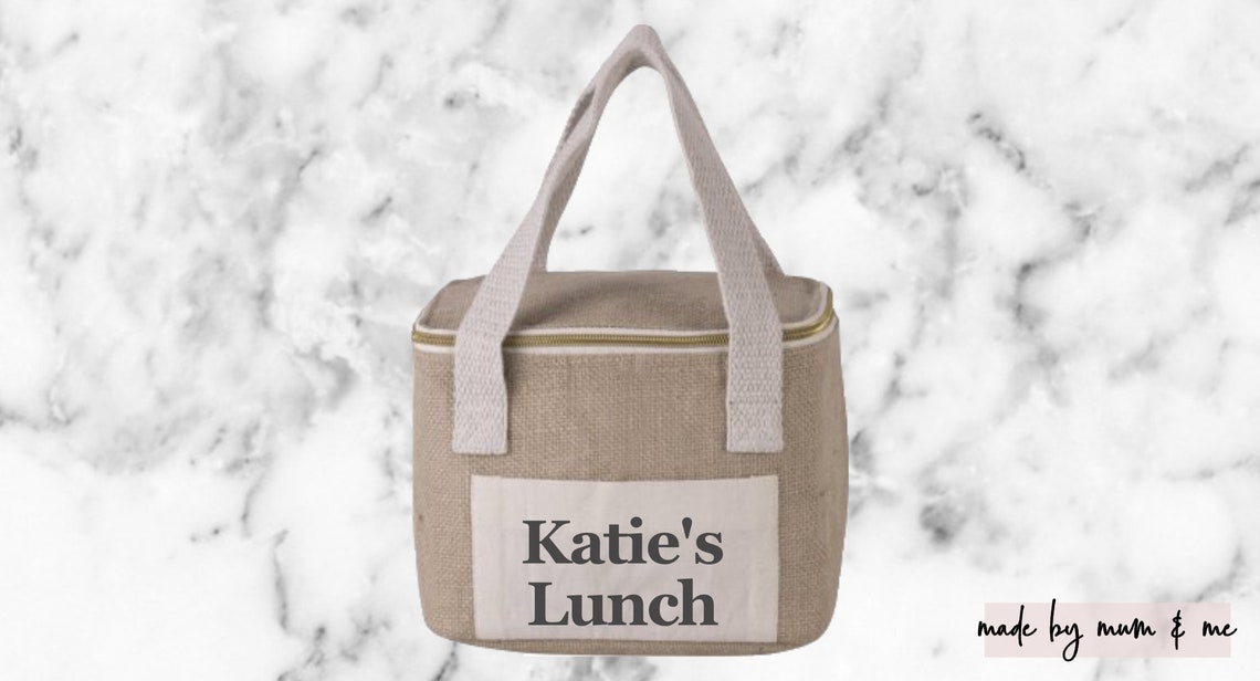 Personalised Lunch Bag Insulated Name Lunch Bag Jute Lunch Etsy