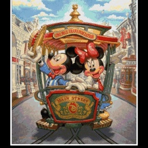 Micky und Minnie Maus Main Street Kreuzstichmuster Kreuzstichvorlage Märchenhelden Kreuzstich DIY Mickey Kreuzstich Kinderzimmer Dekoration DIY Mickey