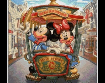 Mickey and Minnie Mouse Main Street Cross stitch pattern Tale heroes cross stitch DIY Mickey cross stitch Kids room decoration DIY Mickey